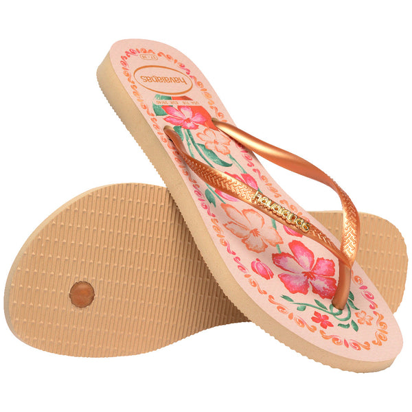 Havaianas Women's Tropicalia Vibes Slim Flip Flops Golden