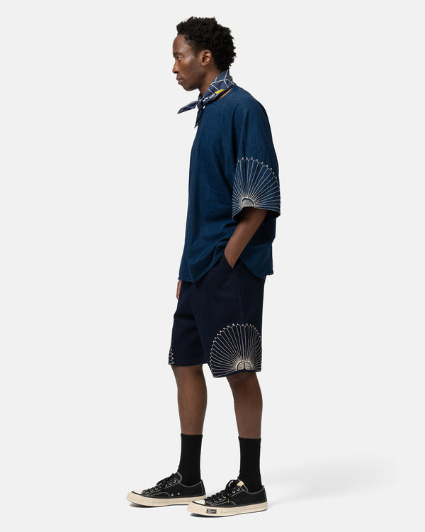 Haven 10oz IDGxIDG Denim EASY Short Pants (FUROSHIKI Embroidry) Indigo