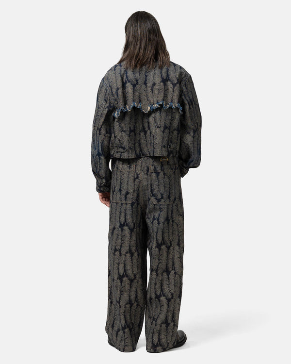 Haven 12oz MAGPIE Denim W-Knee EASY Baggy Pants Dark