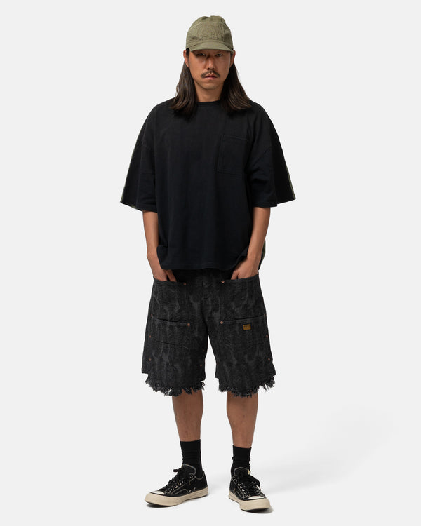 Haven 12oz MAGPIE Denim W-Knee Easy Short Pants Black