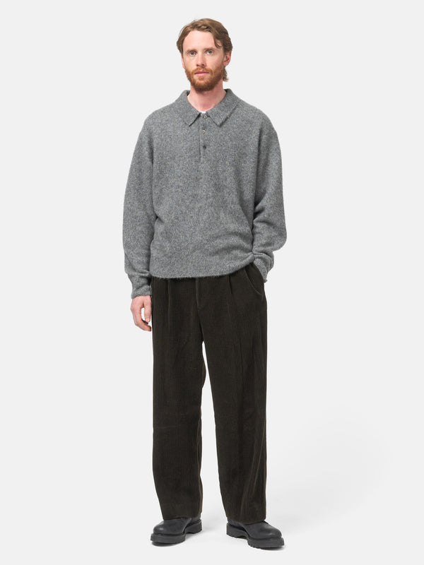 Haven Cashmere Middle Gauge Polo Collar Sweater Grey