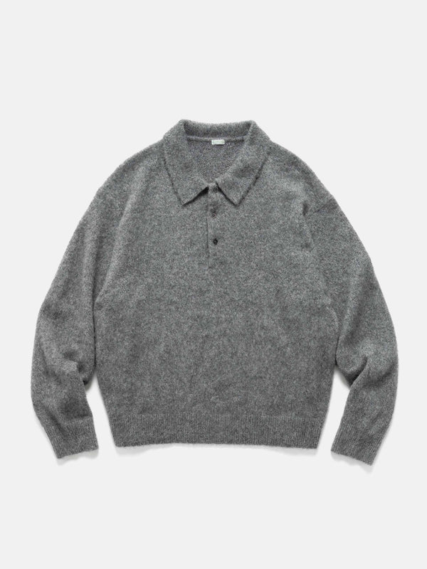 haven Cashmere Middle Gauge Polo Collar Sweater Grey