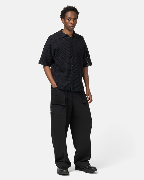 Haven Cotton Mesh Knit Half Sleeved Shirt Dark Navy