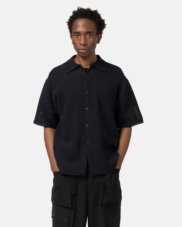 Haven Cotton Mesh Knit Half Sleeved Shirt Dark Navy