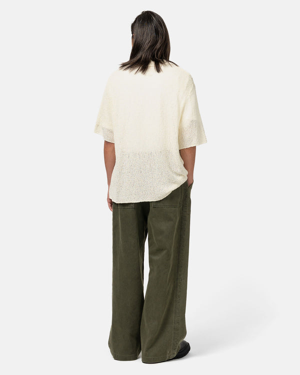 Haven Cotton Sheer Knit Open Collar Shirt Off-White