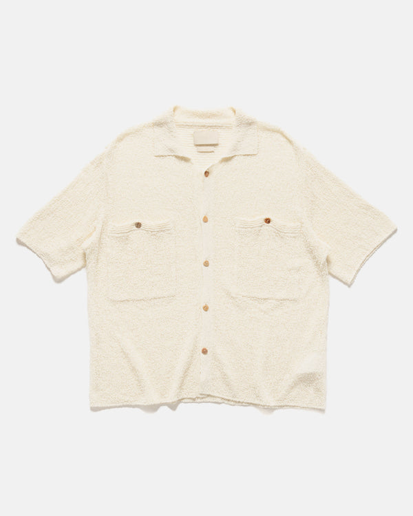 haven Cotton Sheer Knit Open Collar Shirt Off-White