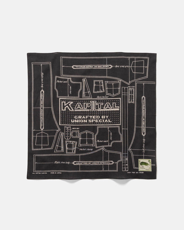 Haven Fastcolor Selvedge Bandanna (BARBIE PATTERN) Black