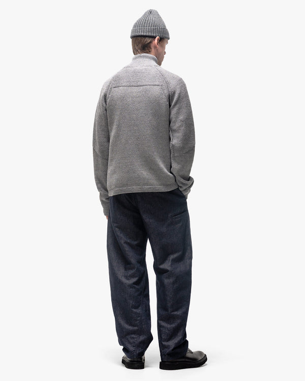 Haven Harbour Zip Sweater - Cotton Cashmere Knit Heather Grey