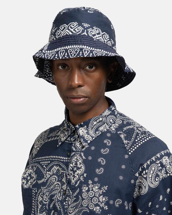 Haven Bandana Patchwork BUCKET Hat Purple Navy