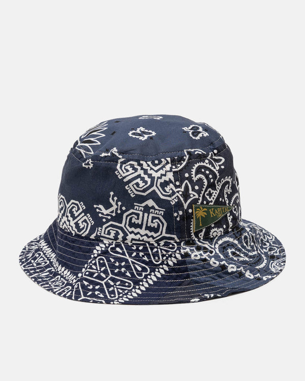Haven Bandana Patchwork BUCKET Hat Purple Navy
