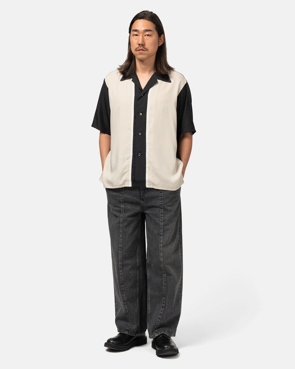 Haven Bleached Denim Wide-Leg Buggy Pants Black