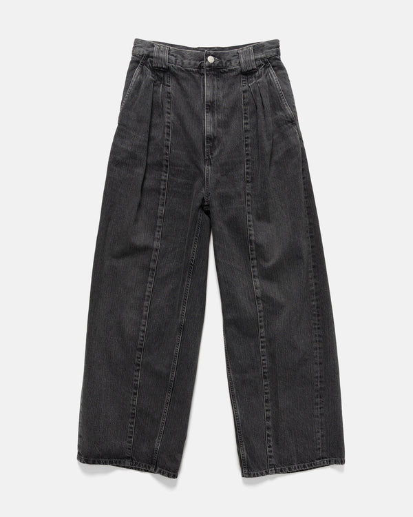 haven Bleached Denim Wide-Leg Buggy Pants Black