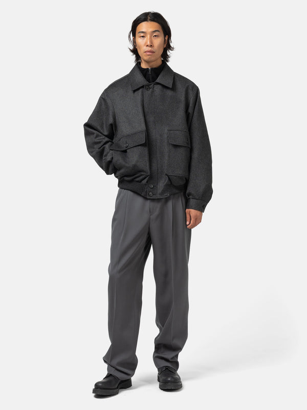 Haven Cashmere Moleskin Zip Blouson Top Charcoal