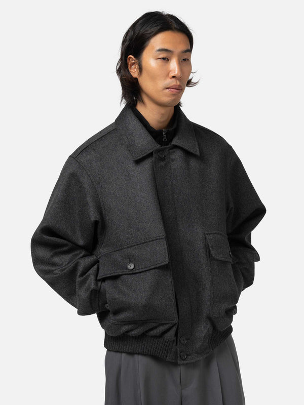 Haven Cashmere Moleskin Zip Blouson Top Charcoal