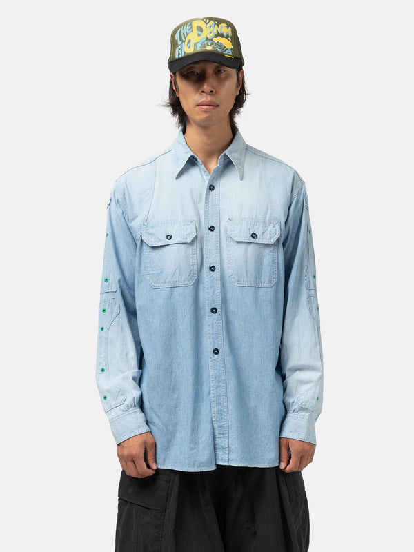 Haven Chambray BONE Patch Ventilator Workshirt Sax