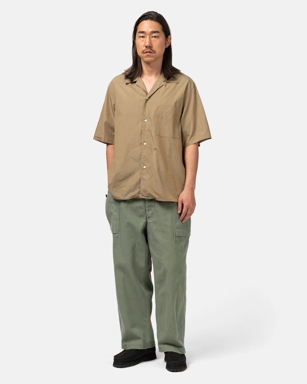 Haven Chambray Open-Collar Shirt Olive Beige