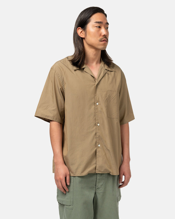 Haven Chambray Open-Collar Shirt Olive Beige