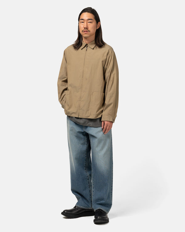 Haven Chambray Zip Shirt Olive Beige