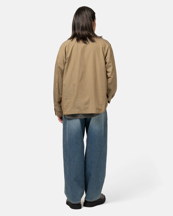 Haven Chambray Zip Shirt Olive Beige