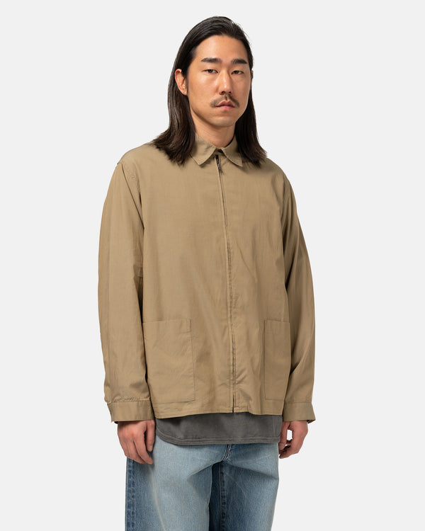 Haven Chambray Zip Shirt Olive Beige