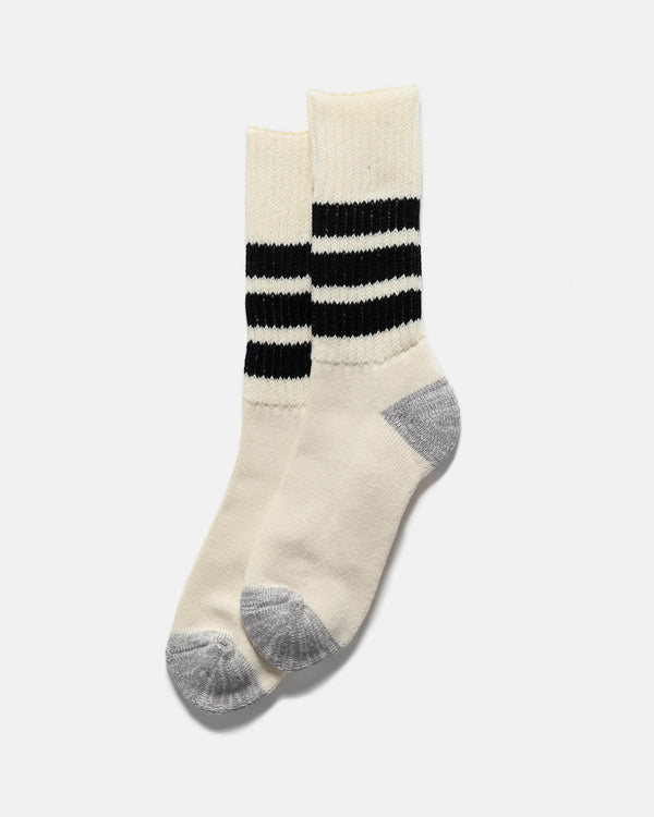 haven Coarse Ribbed Oldschool Crew Socks Black