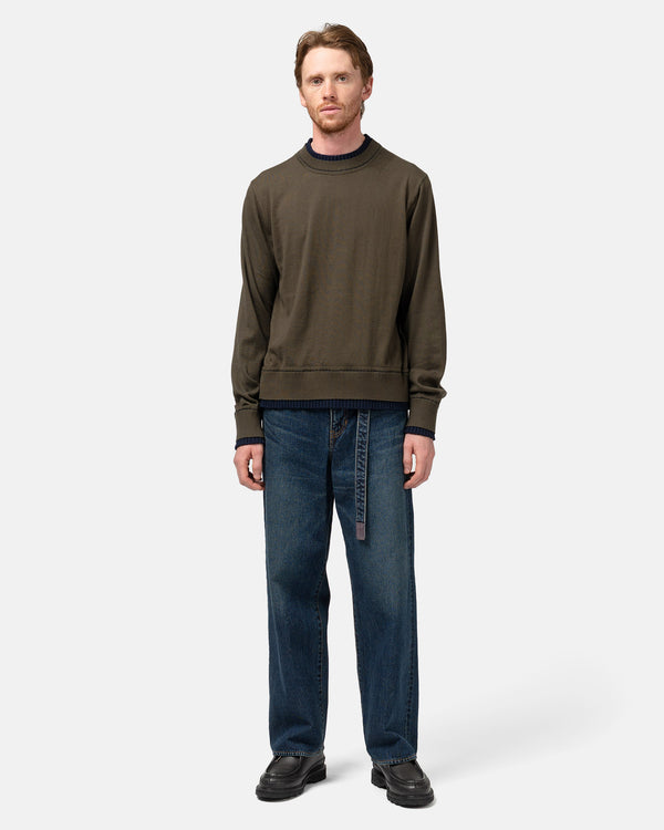Haven Cotton Cashmere Knit Pullover Khaki X Navy