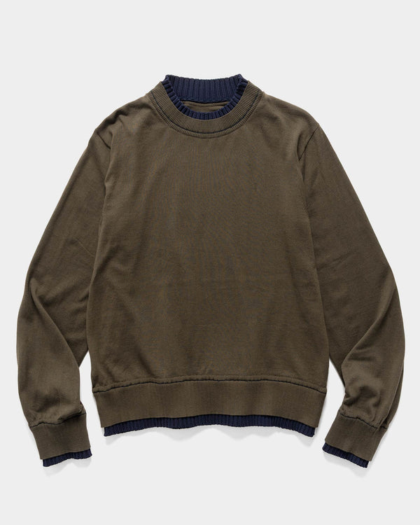 haven Cotton Cashmere Knit Pullover Khaki x Navy