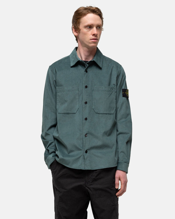 Haven Cotton Micro-Corduroy Overshirt Bottle Green