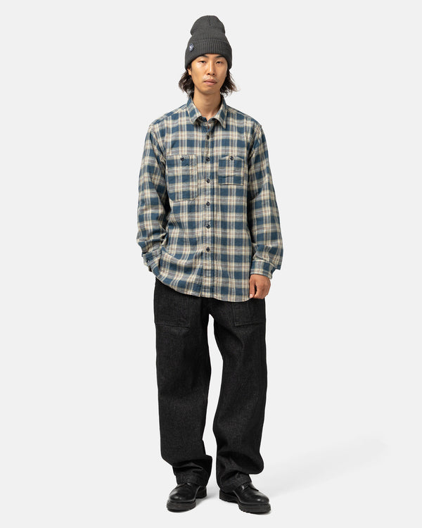 Haven Cotton Plaid Jacquard Work Shirt Navy