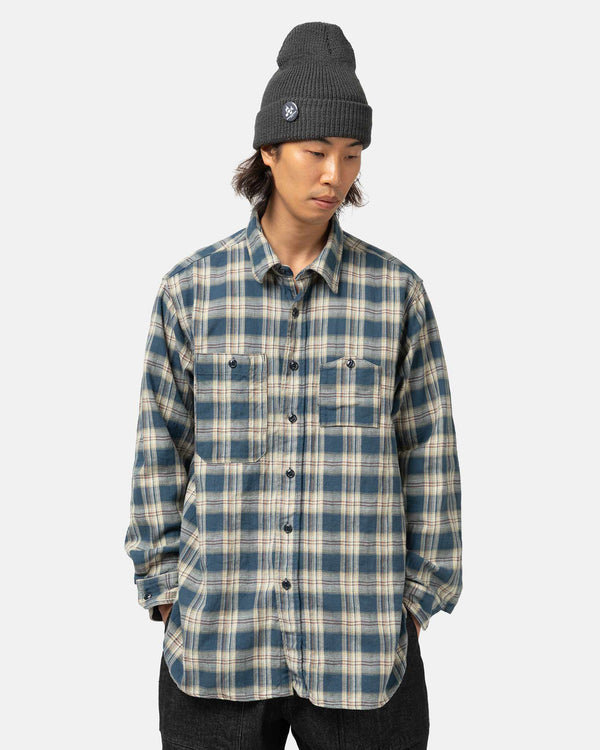 Haven Cotton Plaid Jacquard Work Shirt Navy