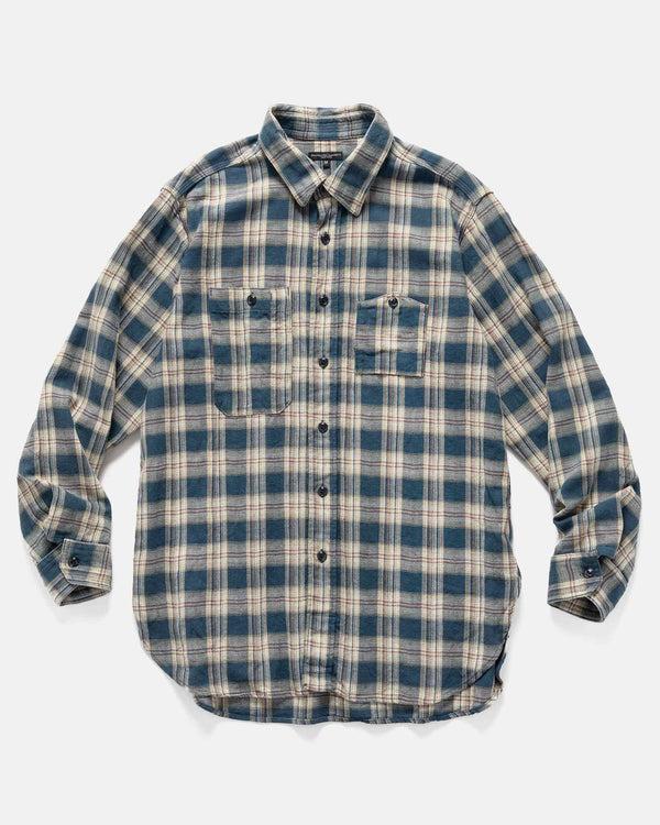 haven Cotton Plaid Jacquard Work Shirt Navy
