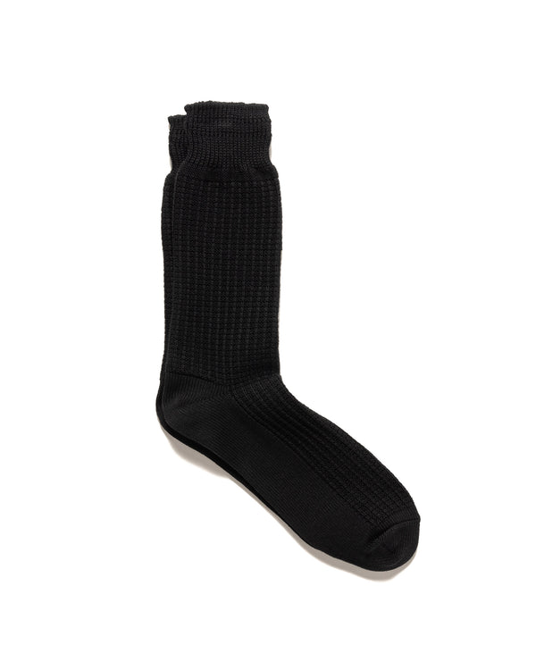 haven Cotton Waffle Crew Socks Black