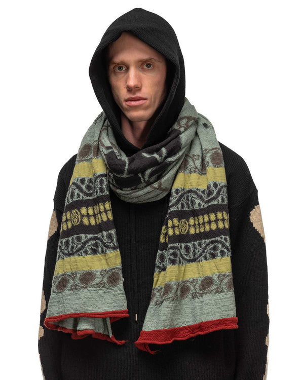 Haven Fulling Wool Scarf COPTIC SKULL Green