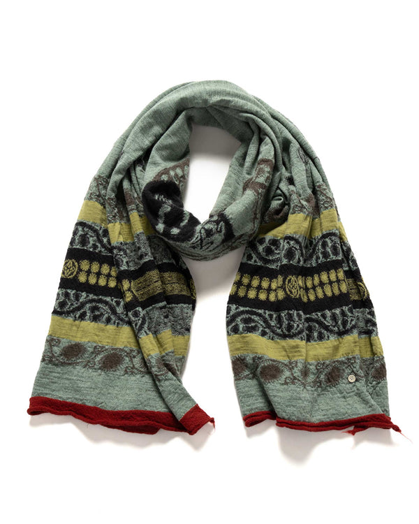 haven Fulling Wool Scarf COPTIC SKULL Green