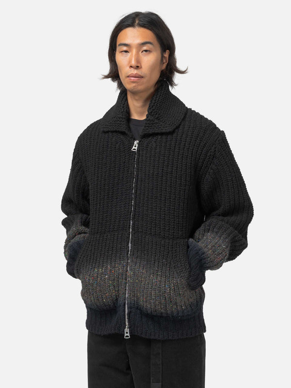 Haven Garment Dye Wool Knit Cardigan Black