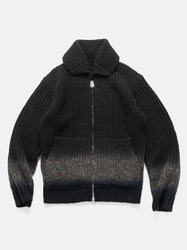 haven Garment Dye Wool Knit Cardigan Black