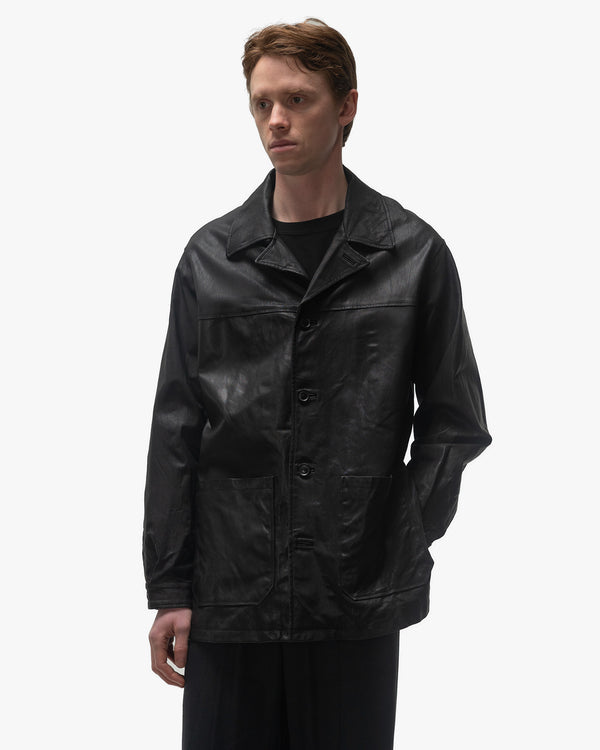 Haven Goat Leather Car Coat Black