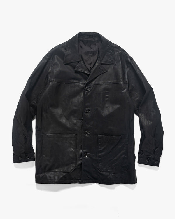 haven Goat Leather Car Coat Black
