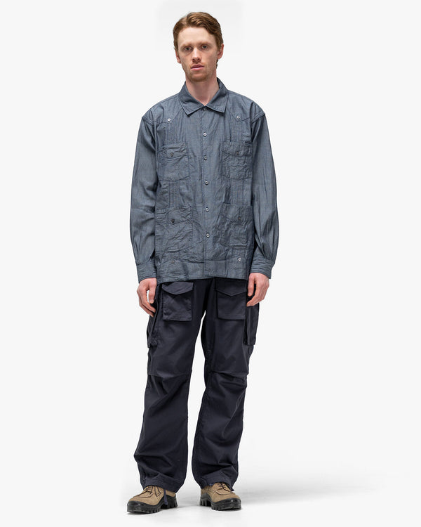 Haven Guayabera Shirt Cotton Chambray Indigo