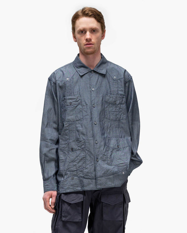 Haven Guayabera Shirt Cotton Chambray Indigo