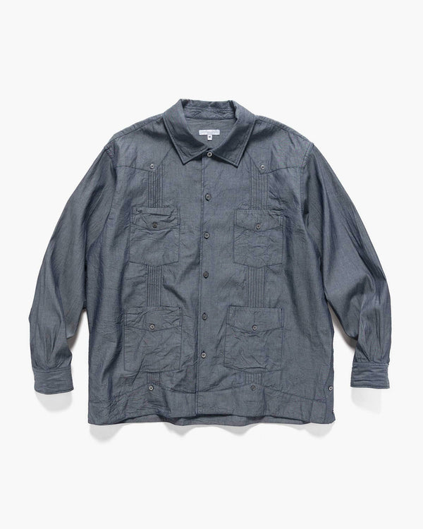 haven Guayabera Shirt Cotton Chambray Indigo