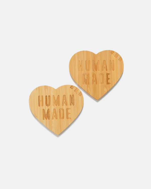 Haven Heart Bamboo Coaster Set Beige