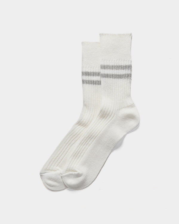haven Hemp Organic Cotton Stripe Socks White/Gray