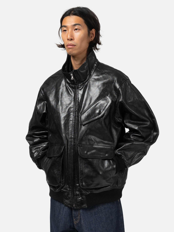 Haven Lamb Leather Zip Blouson Black