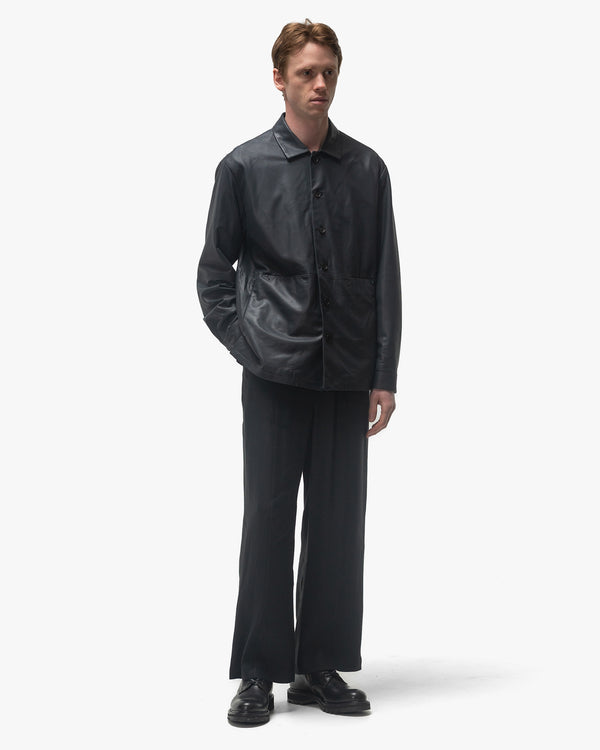 Haven Leather Shirt Jacket Charcoal Navy