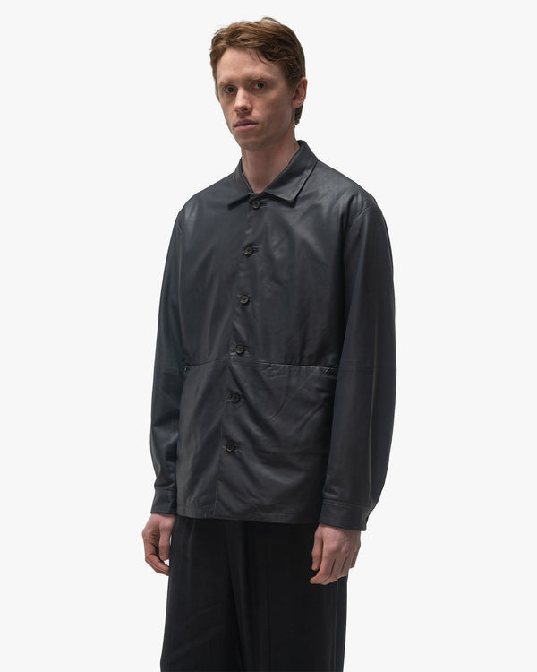 Haven Leather Shirt Jacket Charcoal Navy