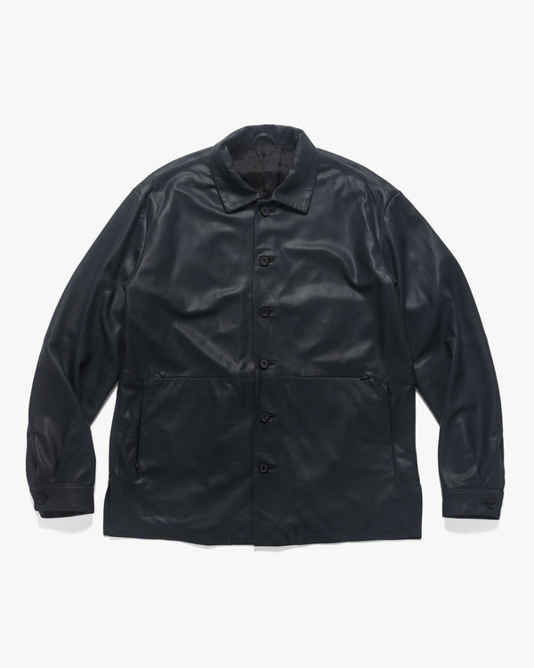 haven Leather Shirt Jacket Charcoal Navy