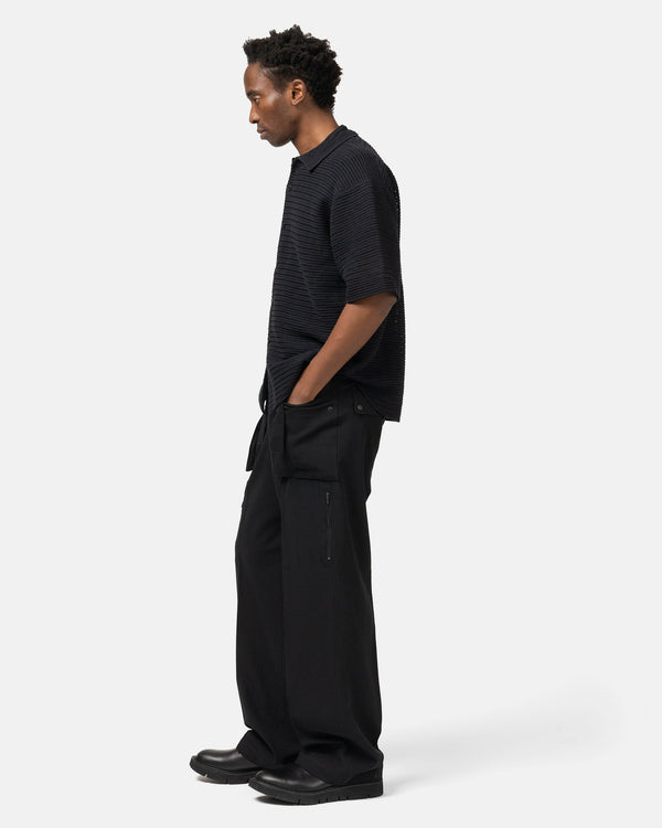Haven Light Cotton Wool Viyella Cargo Pants Black