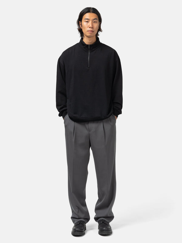 Haven Light Wool Sweat Half Zip P/O Black