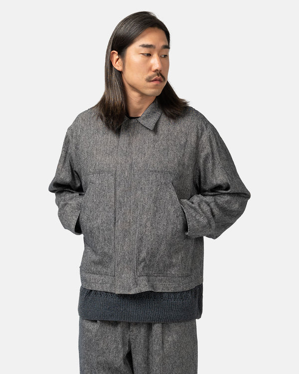 Haven Linen Silk Canvas - Zip Up Blouson D.Navy